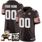Browns #32 Jim Brown Memorial Patch Vapor Limited Custom Jersey V2 – All Stitched