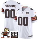 Browns #32 Jim Brown Memorial Patch Vapor Limited Custom Jersey V2 – All Stitched