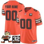 Browns #32 Jim Brown Memorial Patch Vapor Limited Custom Jersey V2 – All Stitched