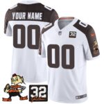 Browns #32 Jim Brown Memorial Patch Vapor Limited Custom Jersey V2 – All Stitched