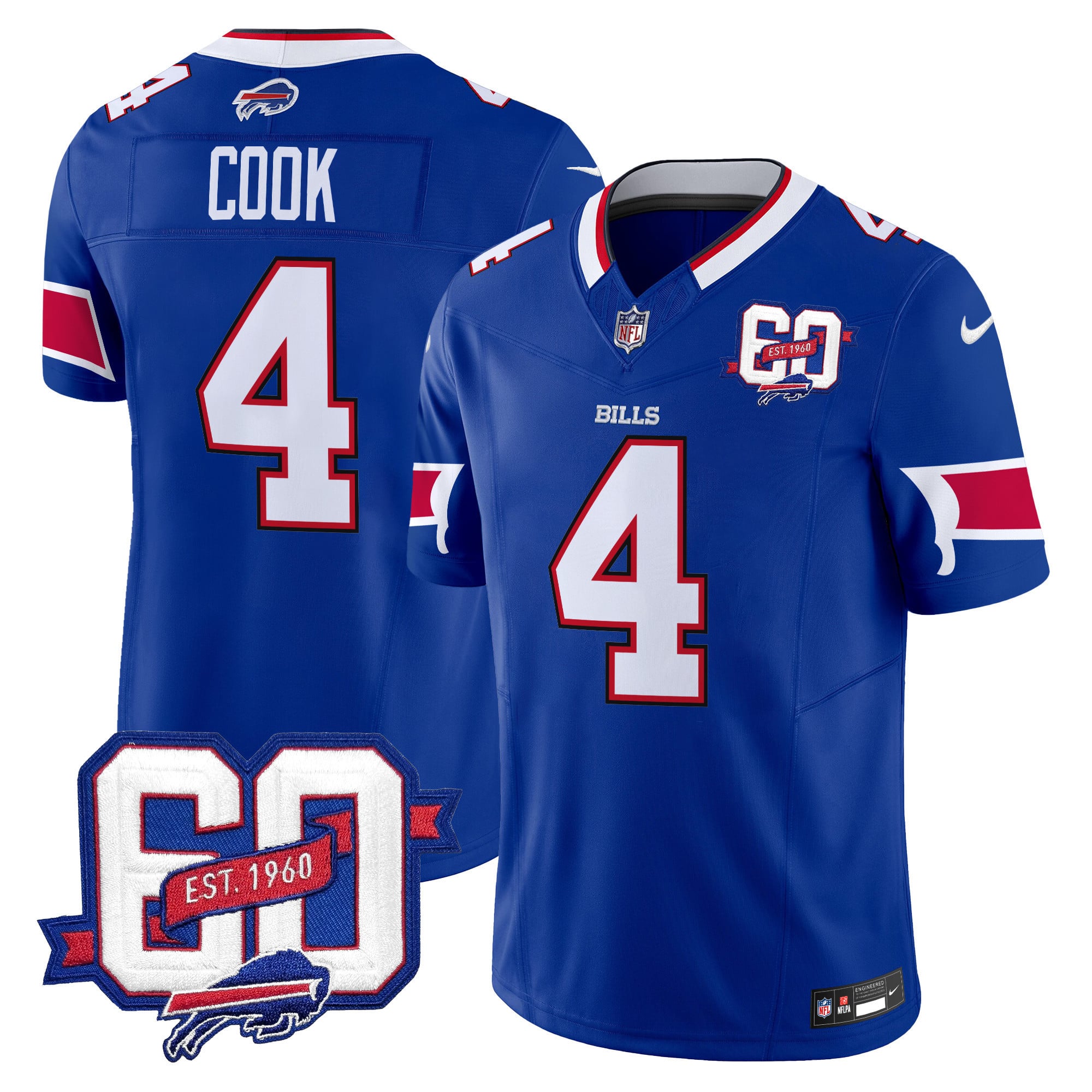 Men’s Bills 60th Anniversary Patch Vapor Limited Jersey – All Stitched