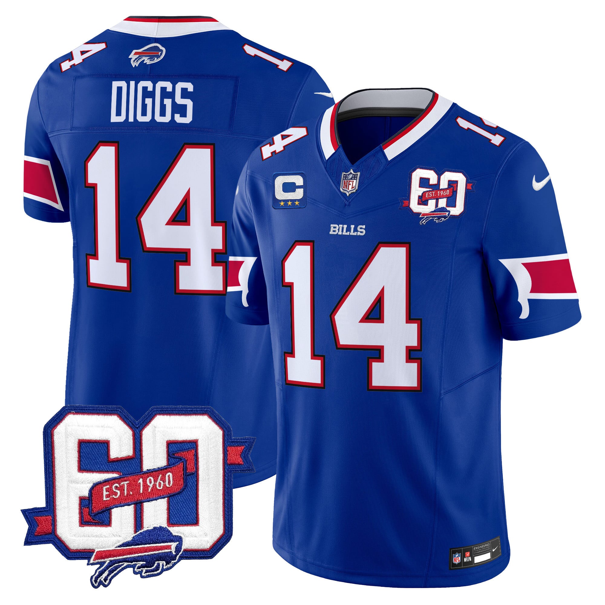 Men’s Bills 60th Anniversary Patch Vapor Limited Jersey – All Stitched