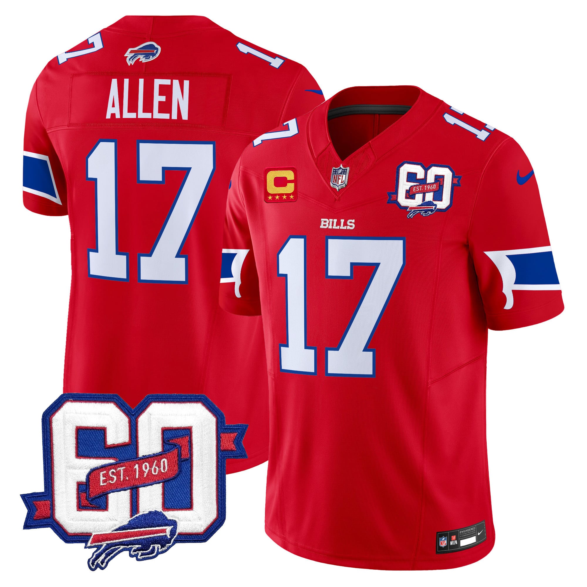 Men’s Bills 60th Anniversary Patch Vapor Limited Jersey – All Stitched