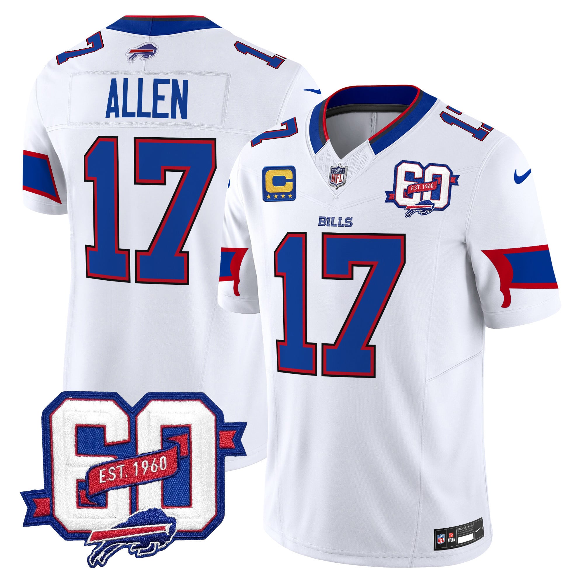 Men’s Bills 60th Anniversary Patch Vapor Limited Jersey – All Stitched