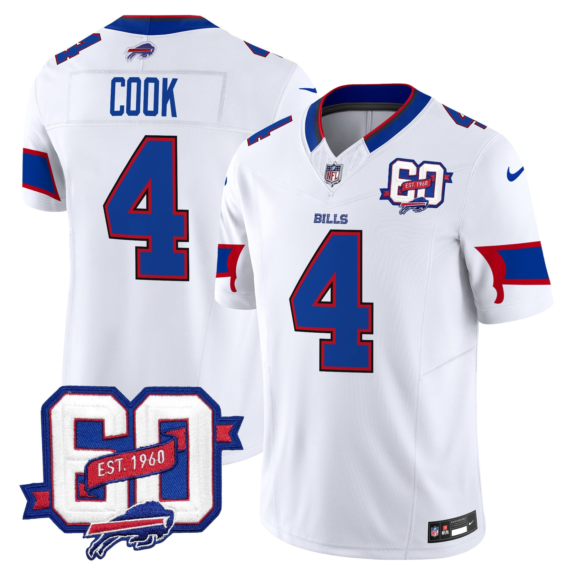 Men’s Bills 60th Anniversary Patch Vapor Limited Jersey – All Stitched