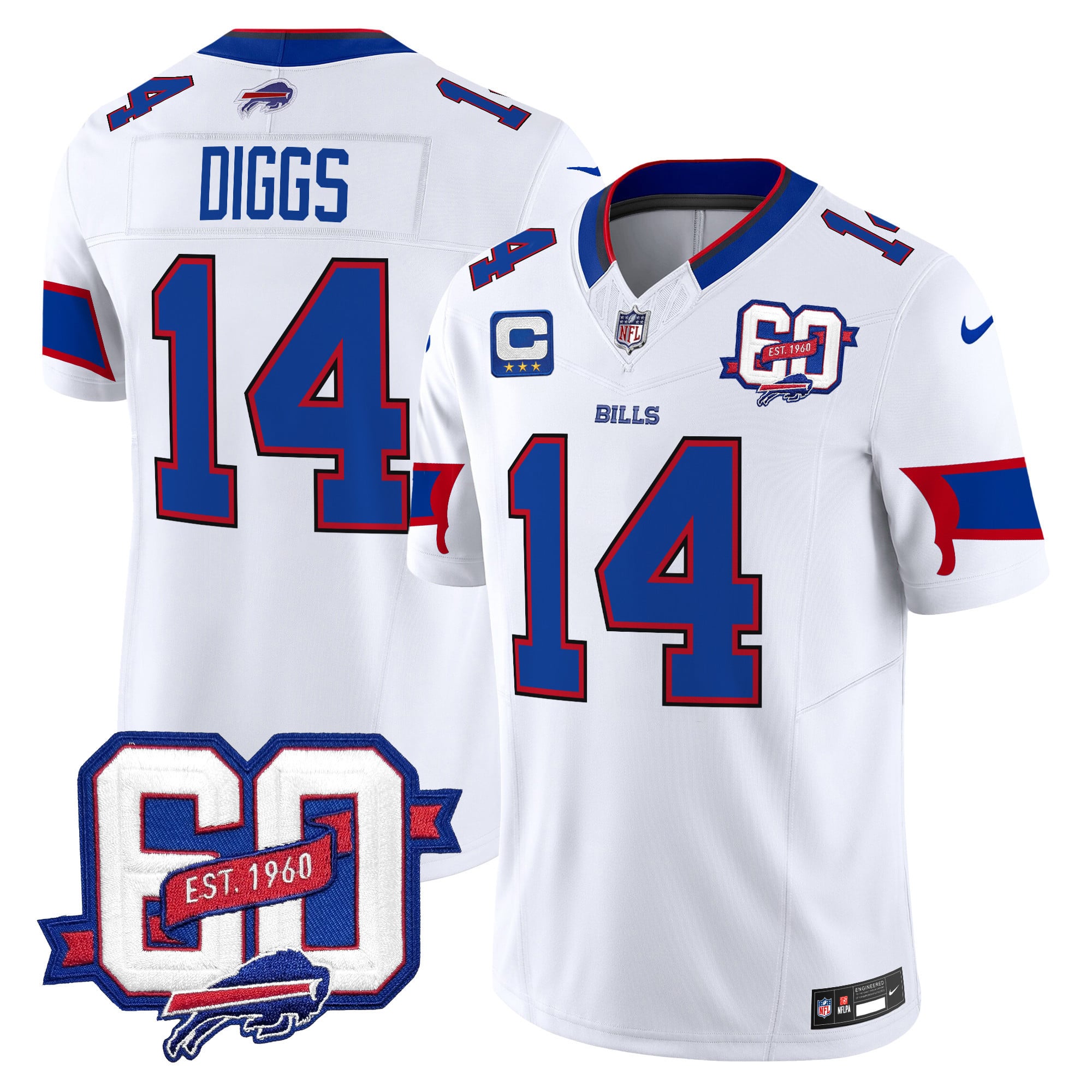 Men’s Bills 60th Anniversary Patch Vapor Limited Jersey – All Stitched
