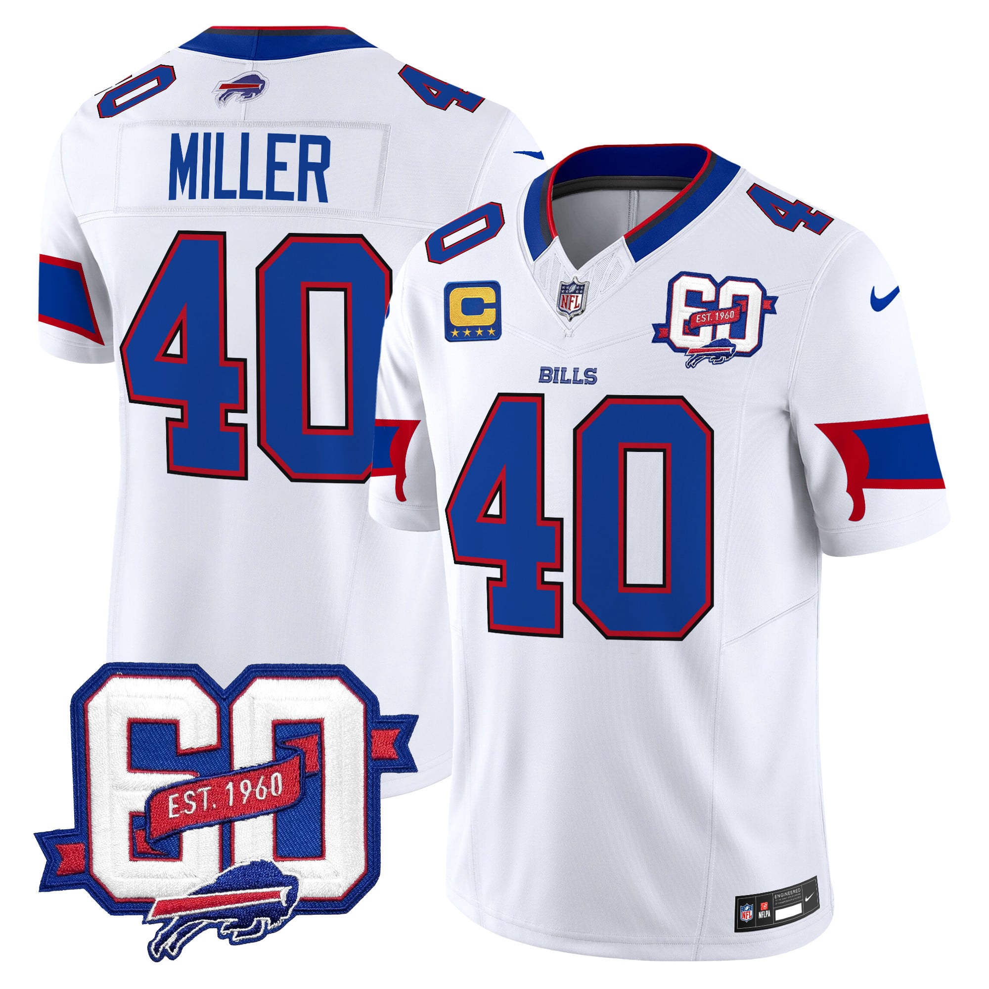 Men’s Bills 60th Anniversary Patch Vapor Limited Jersey – All Stitched
