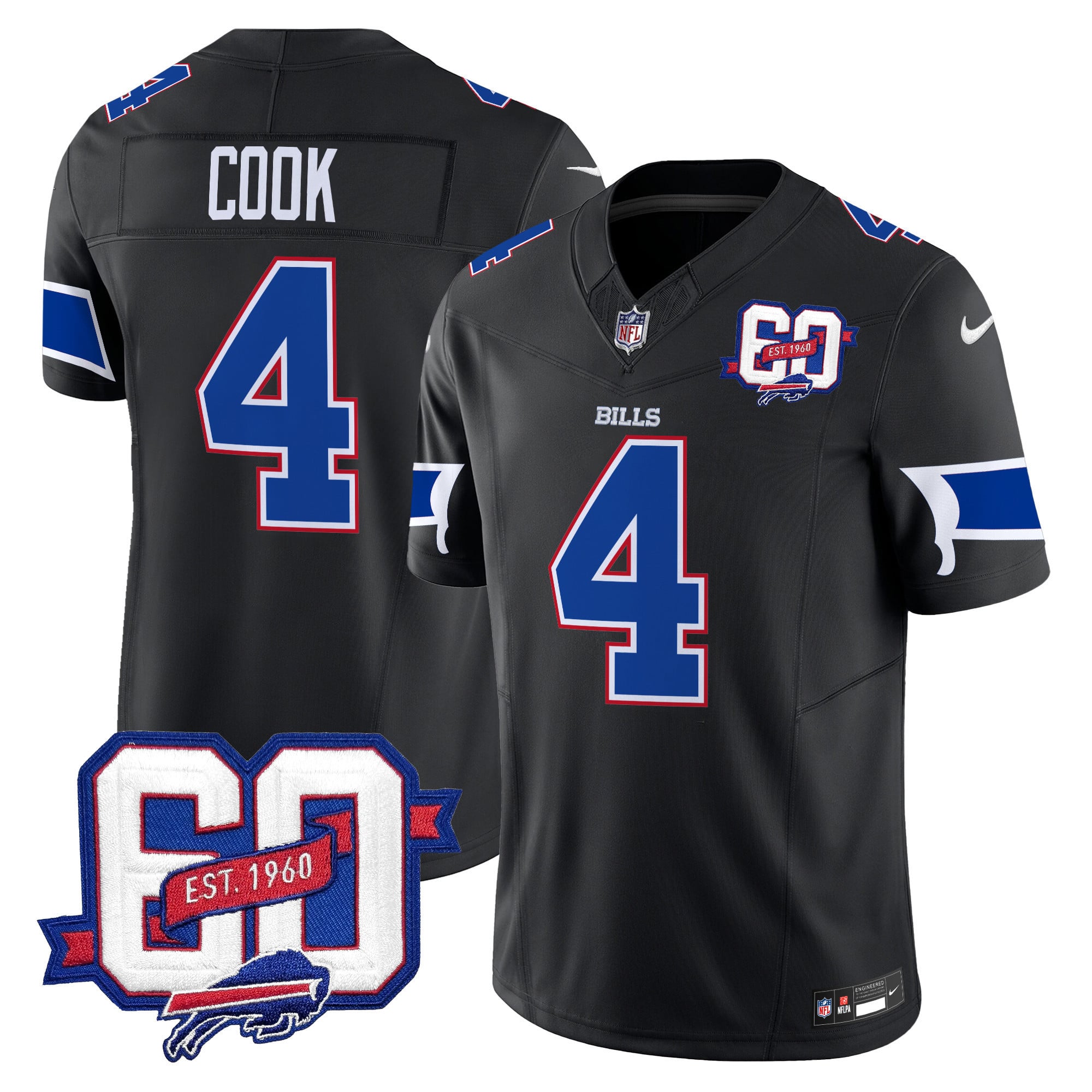Men’s Bills 60th Anniversary Patch Vapor Limited Jersey – All Stitched