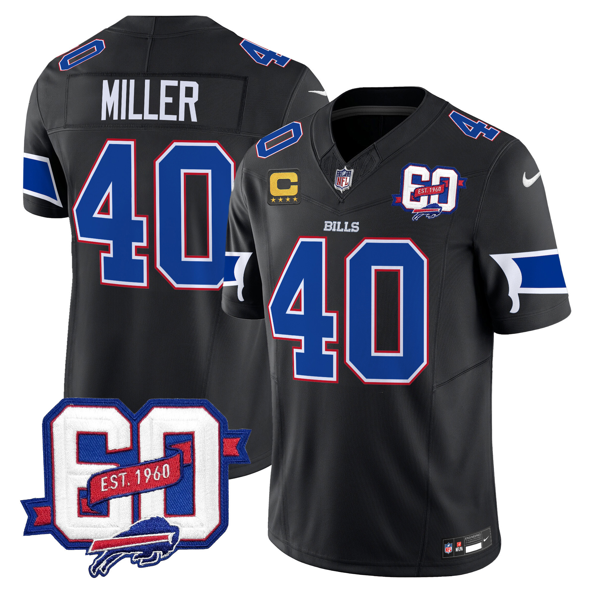 Men’s Bills 60th Anniversary Patch Vapor Limited Jersey – All Stitched