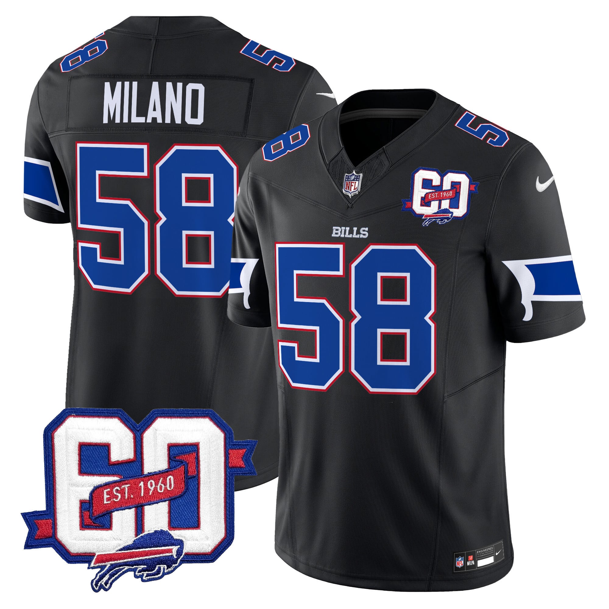 Men’s Bills 60th Anniversary Patch Vapor Limited Jersey – All Stitched