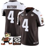Men’s Browns #32 Jim Brown Memorial Patch Vapor Limited Jersey V2 – All Stitched