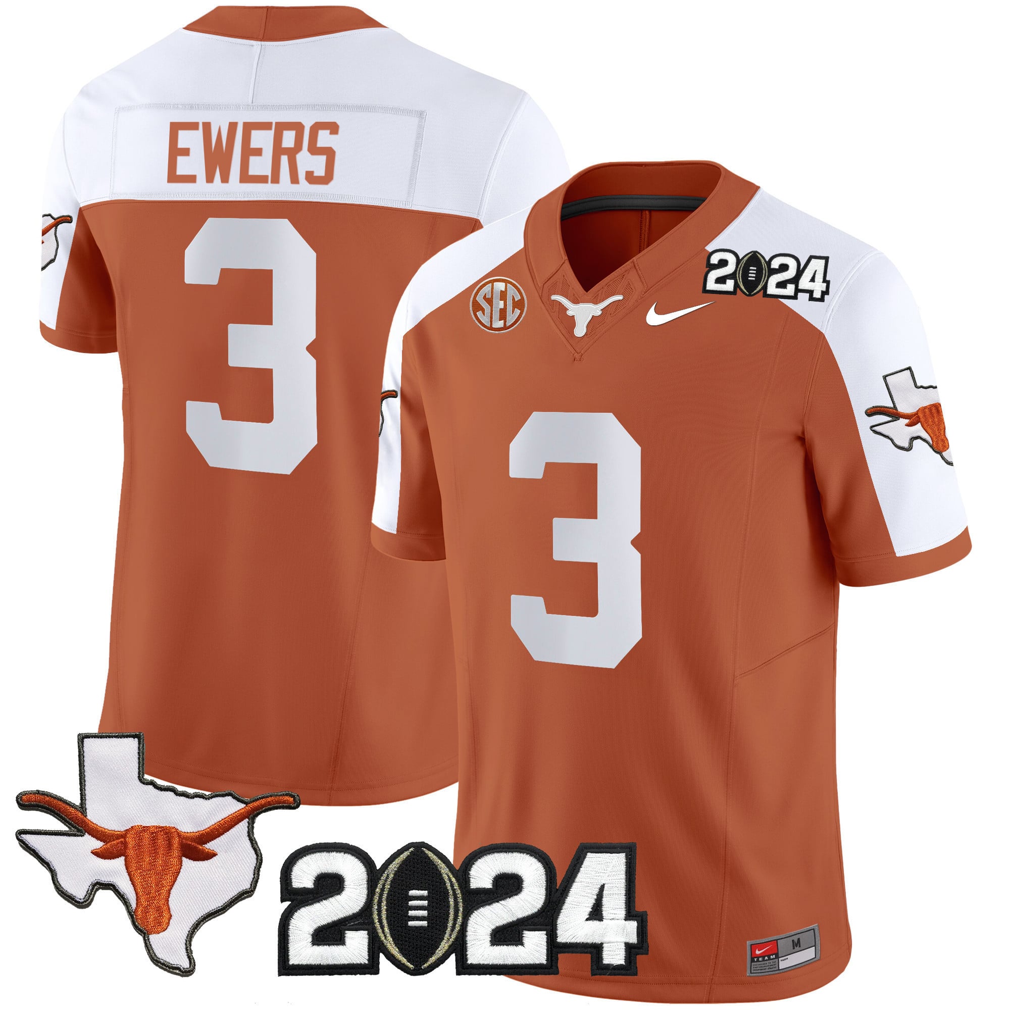 Men’s Texas Longhorns 2024 Vapor Limited Jersey – All Stitched