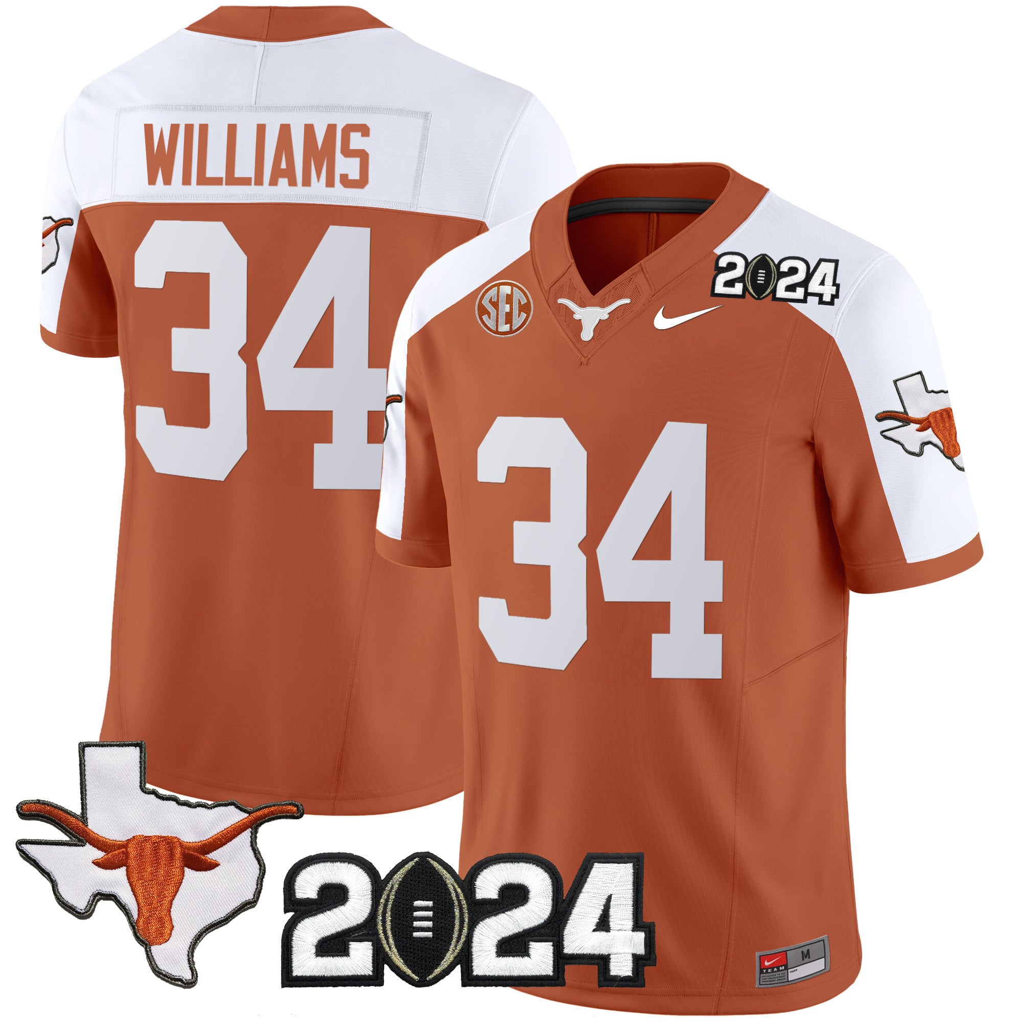 Men’s Texas Longhorns 2024 Vapor Limited Jersey – All Stitched