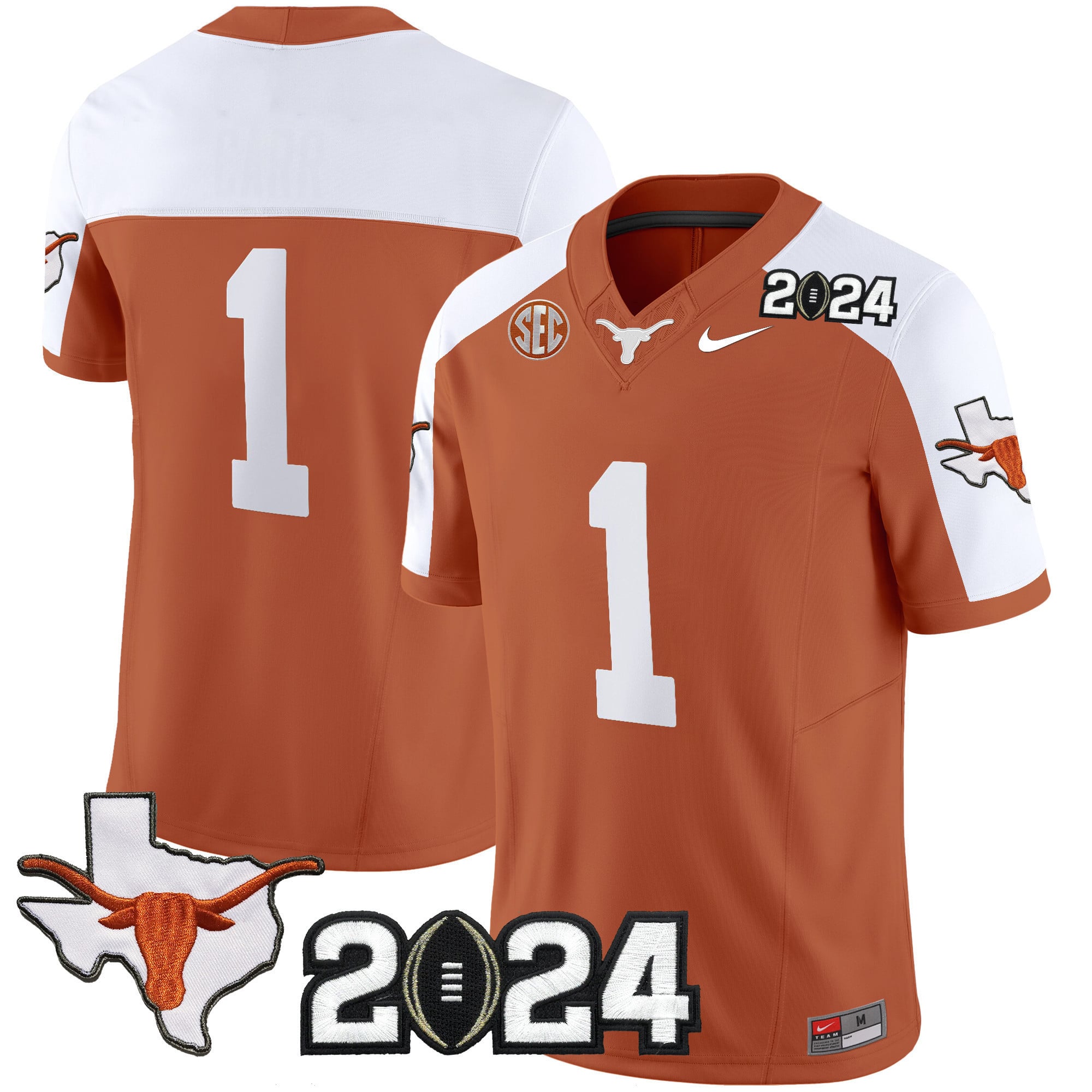 Men’s Texas Longhorns 2024 Vapor Limited Jersey – All Stitched