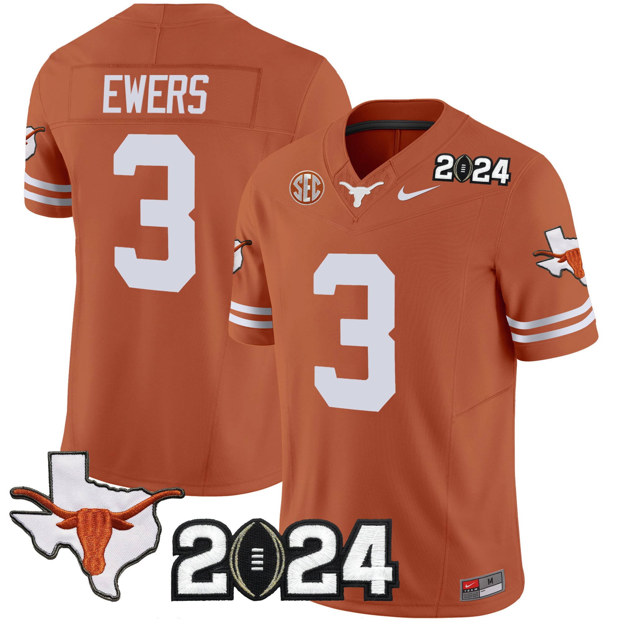 Men’s Texas Longhorns 2024 Vapor Limited Jersey – All Stitched