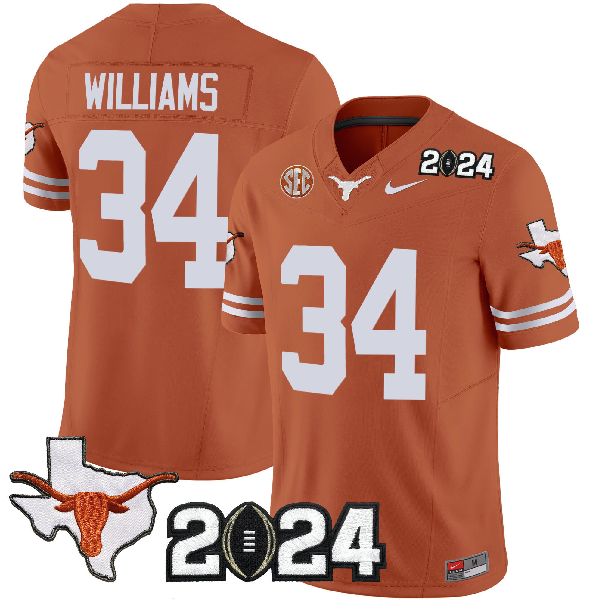 Men’s Texas Longhorns 2024 Vapor Limited Jersey – All Stitched