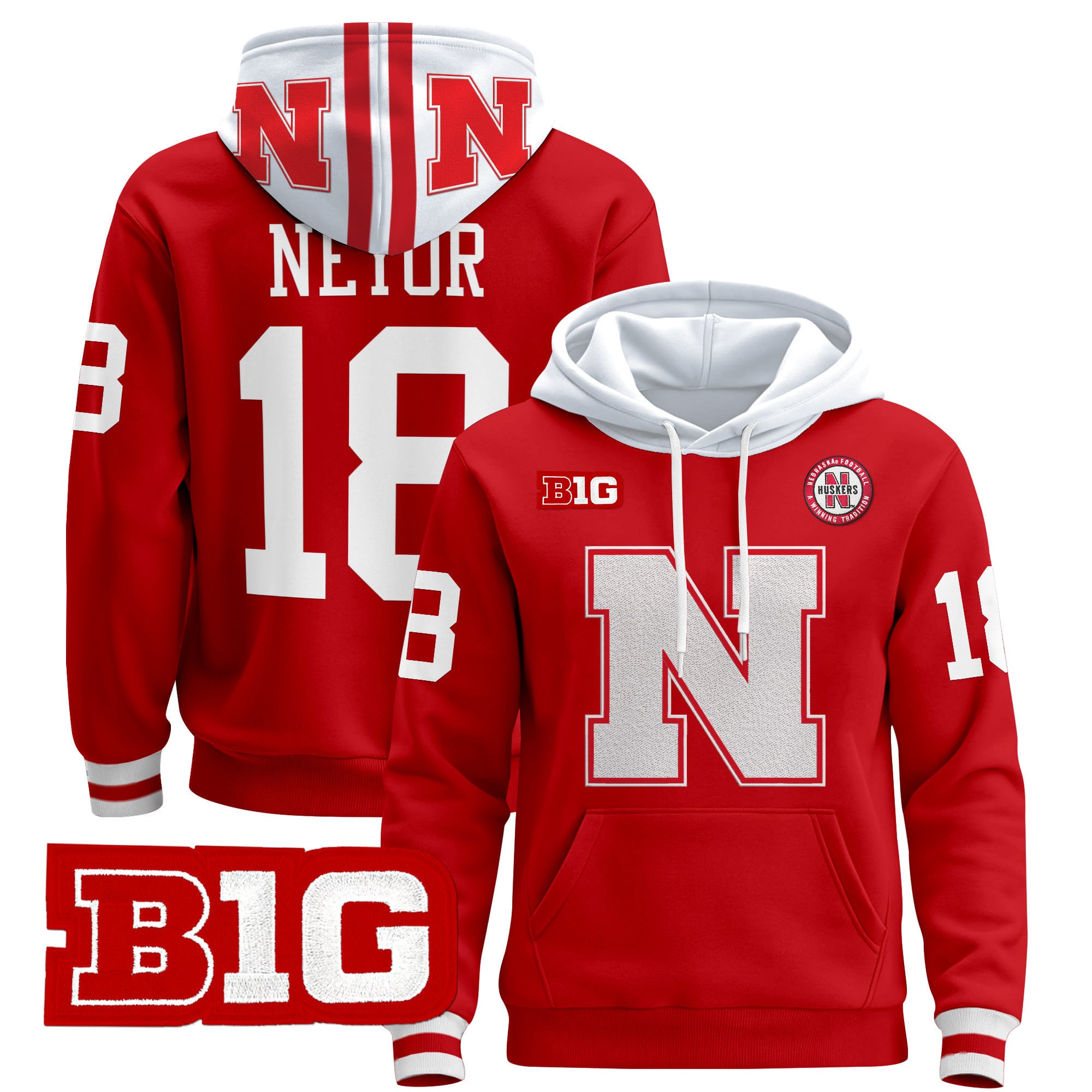 Men’s Nebraska Cornhuskers 2024 Pullover Hoodie V2 – All Stitched