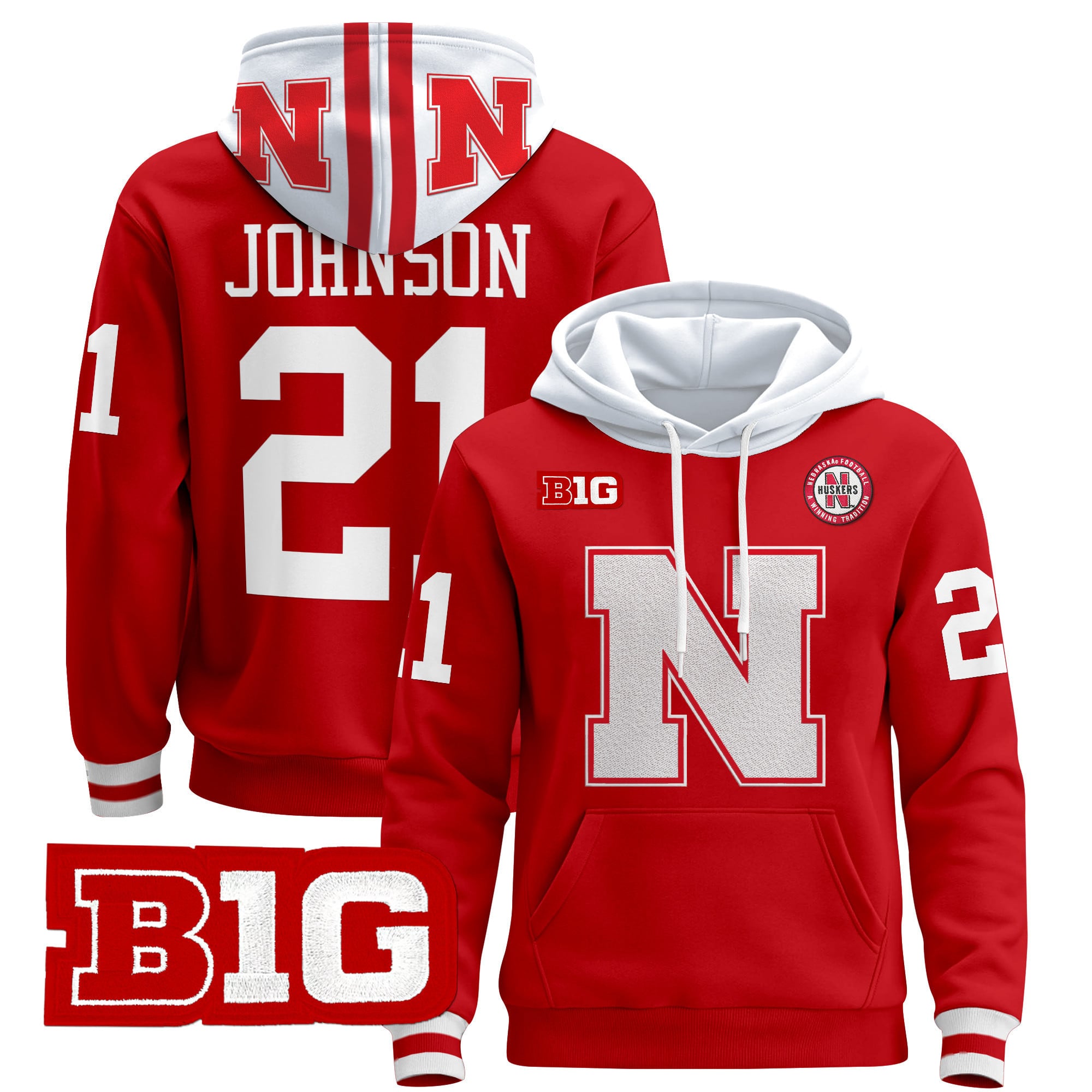 Men’s Nebraska Cornhuskers 2024 Pullover Hoodie V2 – All Stitched