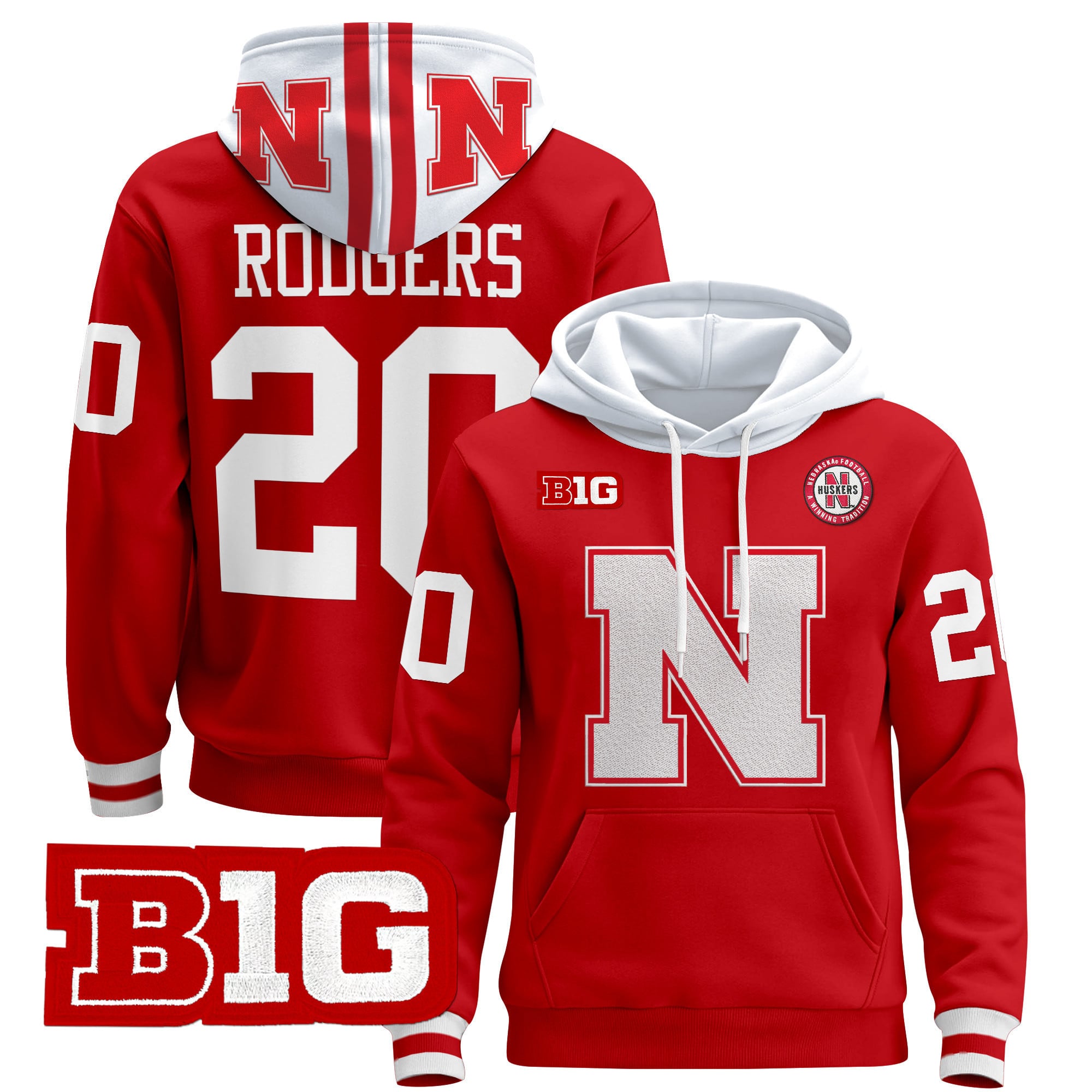 Men’s Nebraska Cornhuskers 2024 Pullover Hoodie V2 – All Stitched