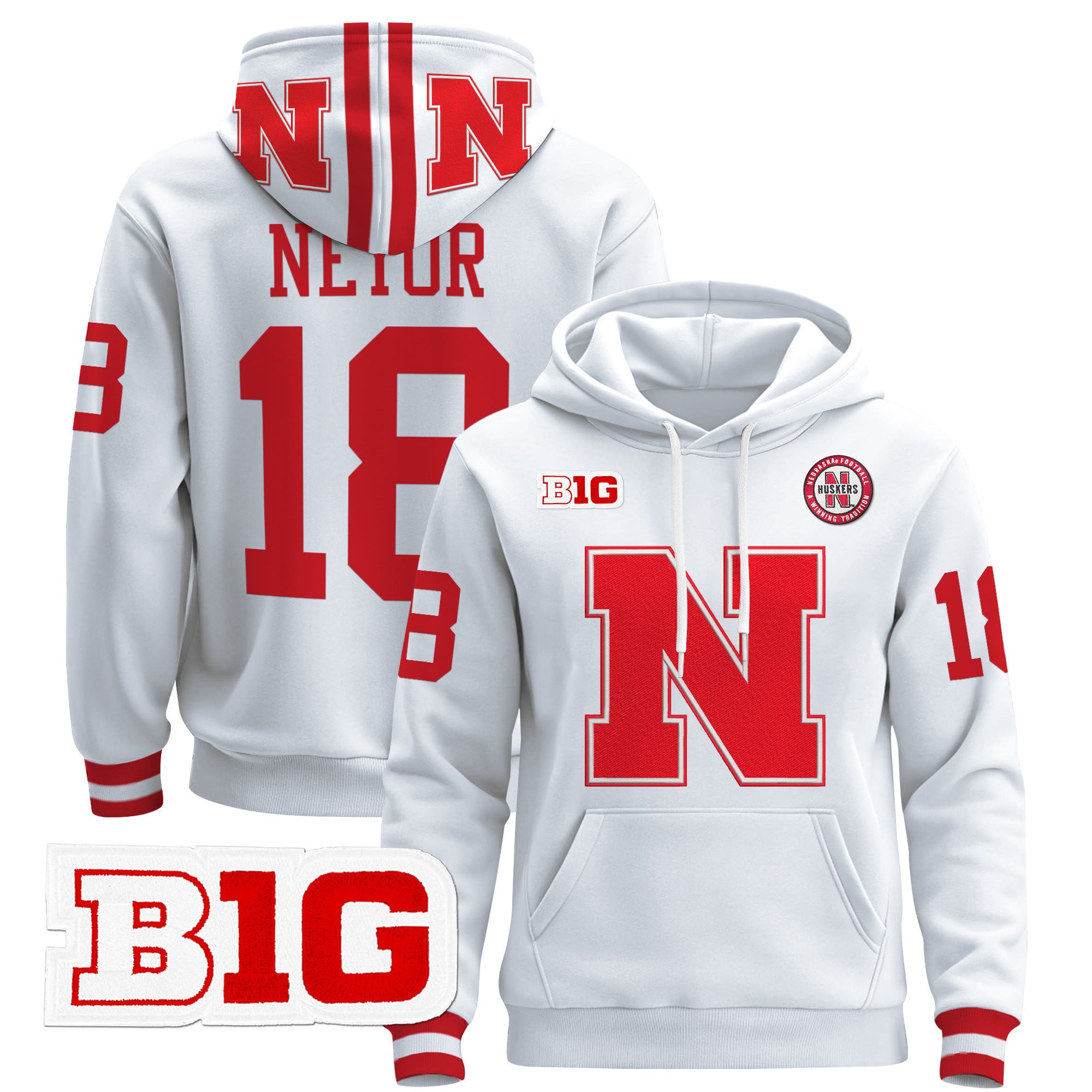 Men’s Nebraska Cornhuskers 2024 Pullover Hoodie V2 – All Stitched