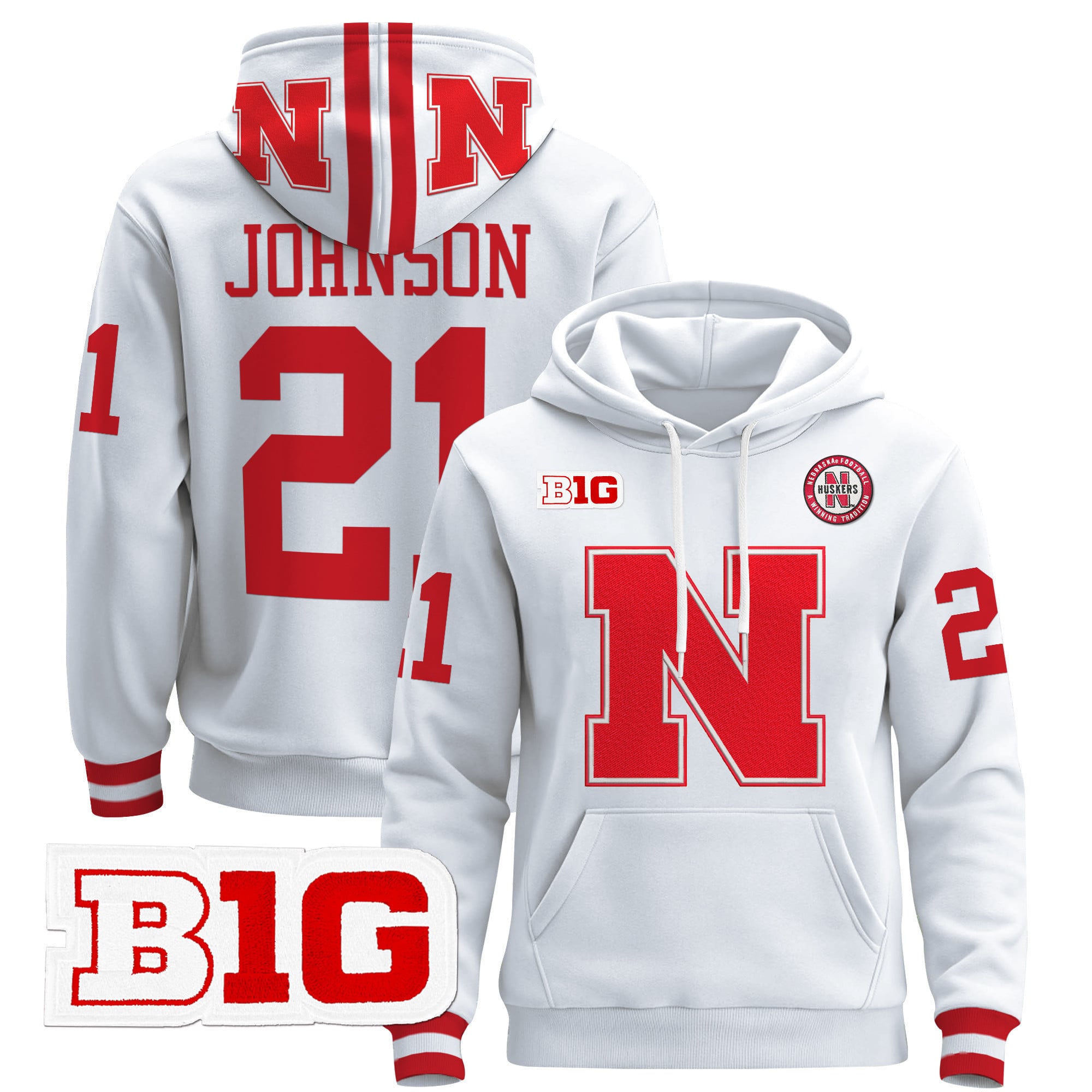Men’s Nebraska Cornhuskers 2024 Pullover Hoodie V2 – All Stitched