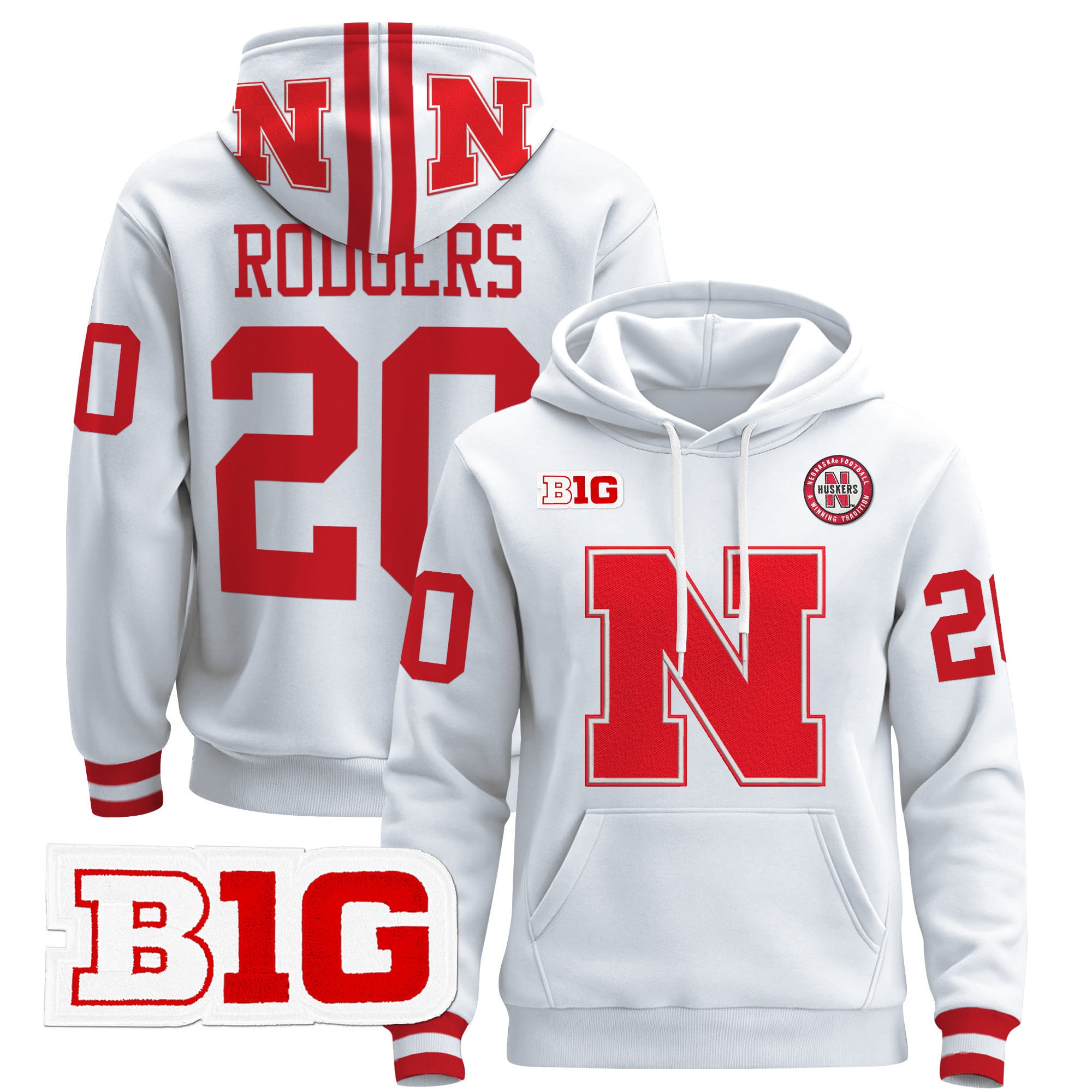 Men’s Nebraska Cornhuskers 2024 Pullover Hoodie V2 – All Stitched