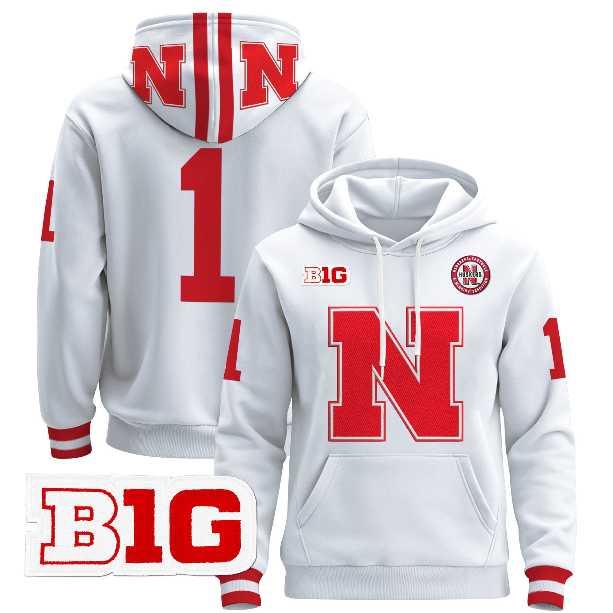 Men’s Nebraska Cornhuskers 2024 Pullover Hoodie V2 – All Stitched