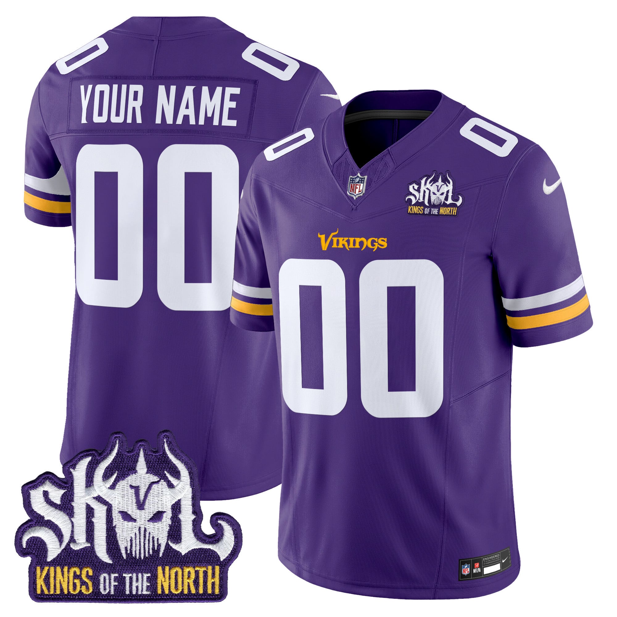 Minnesota Vikings King Of The North Patch Vapor Limited Custom Jersey – All Stitched