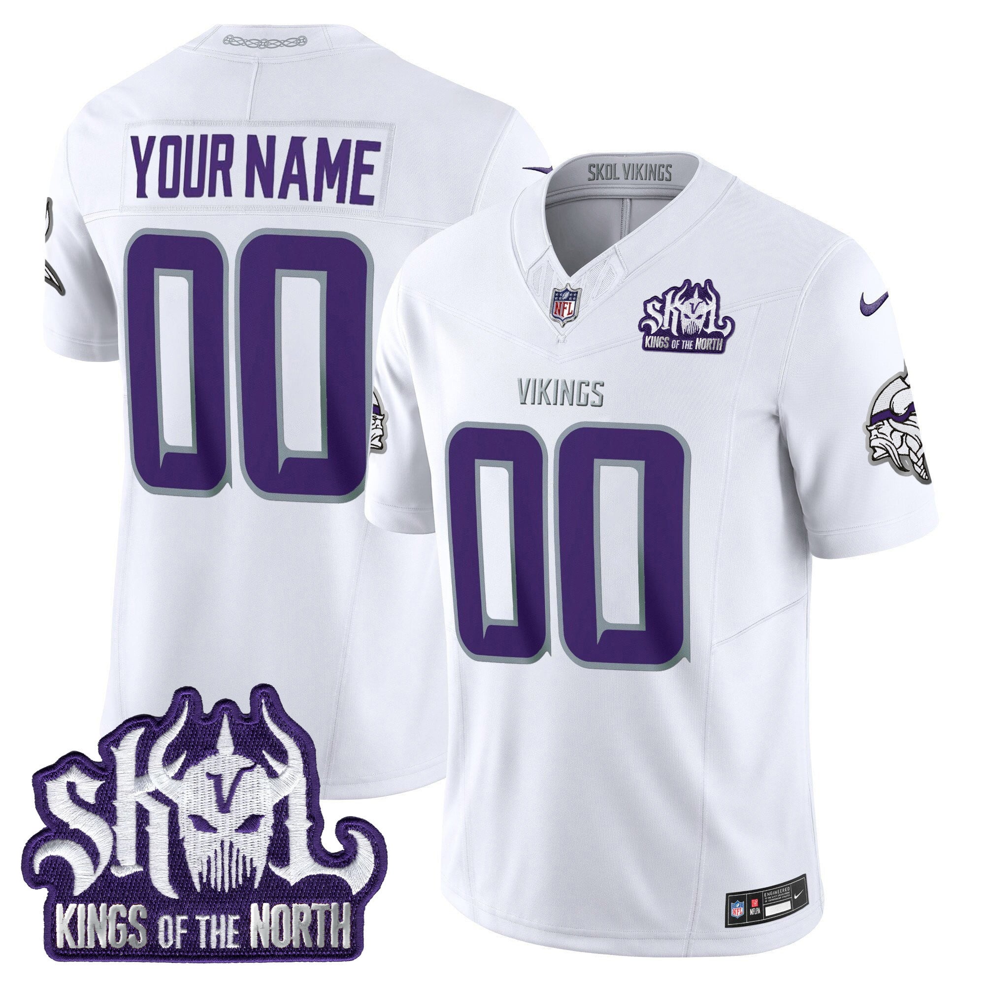 Minnesota Vikings King Of The North Patch Vapor Limited Custom Jersey – All Stitched