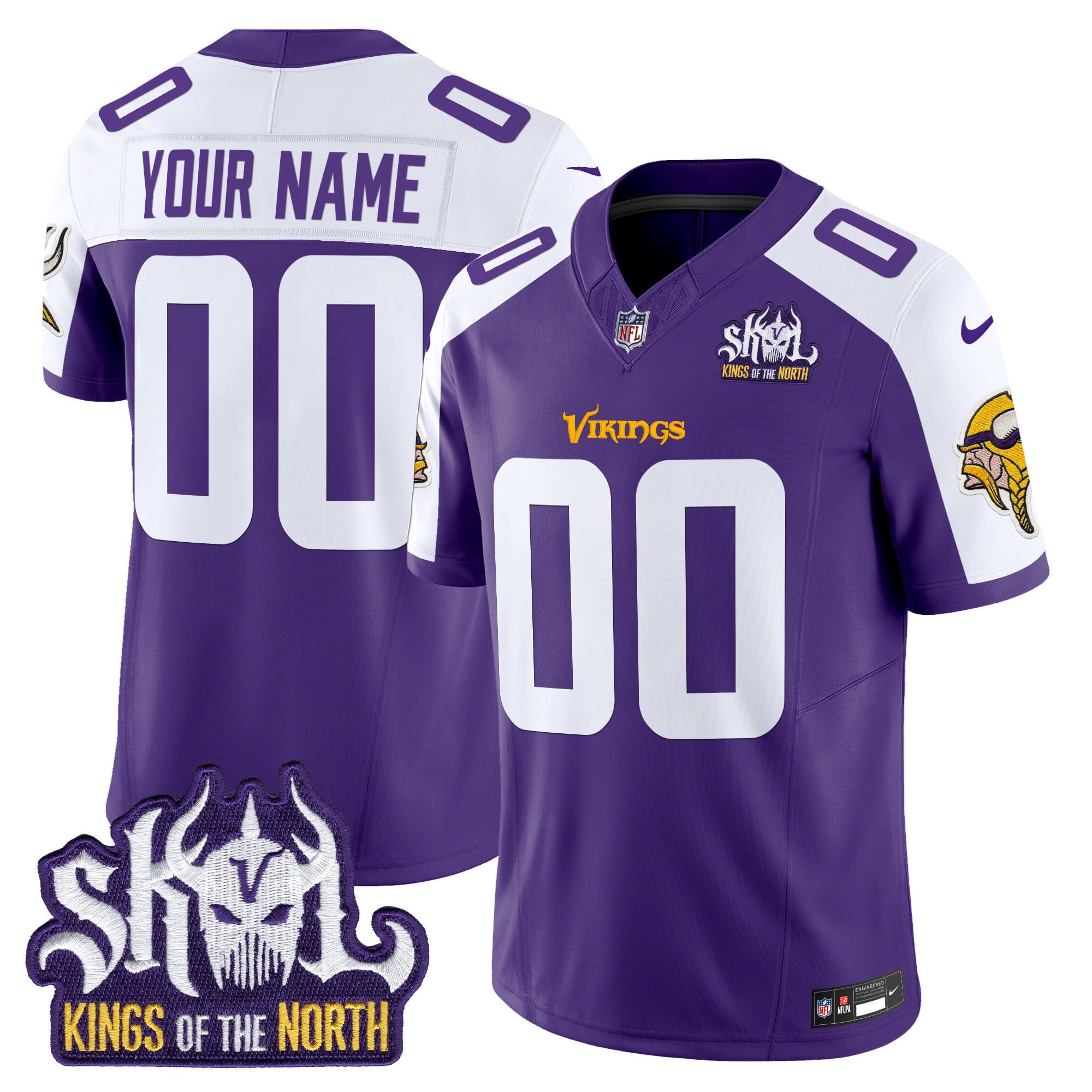 Minnesota Vikings King Of The North Patch Vapor Limited Custom Jersey – All Stitched