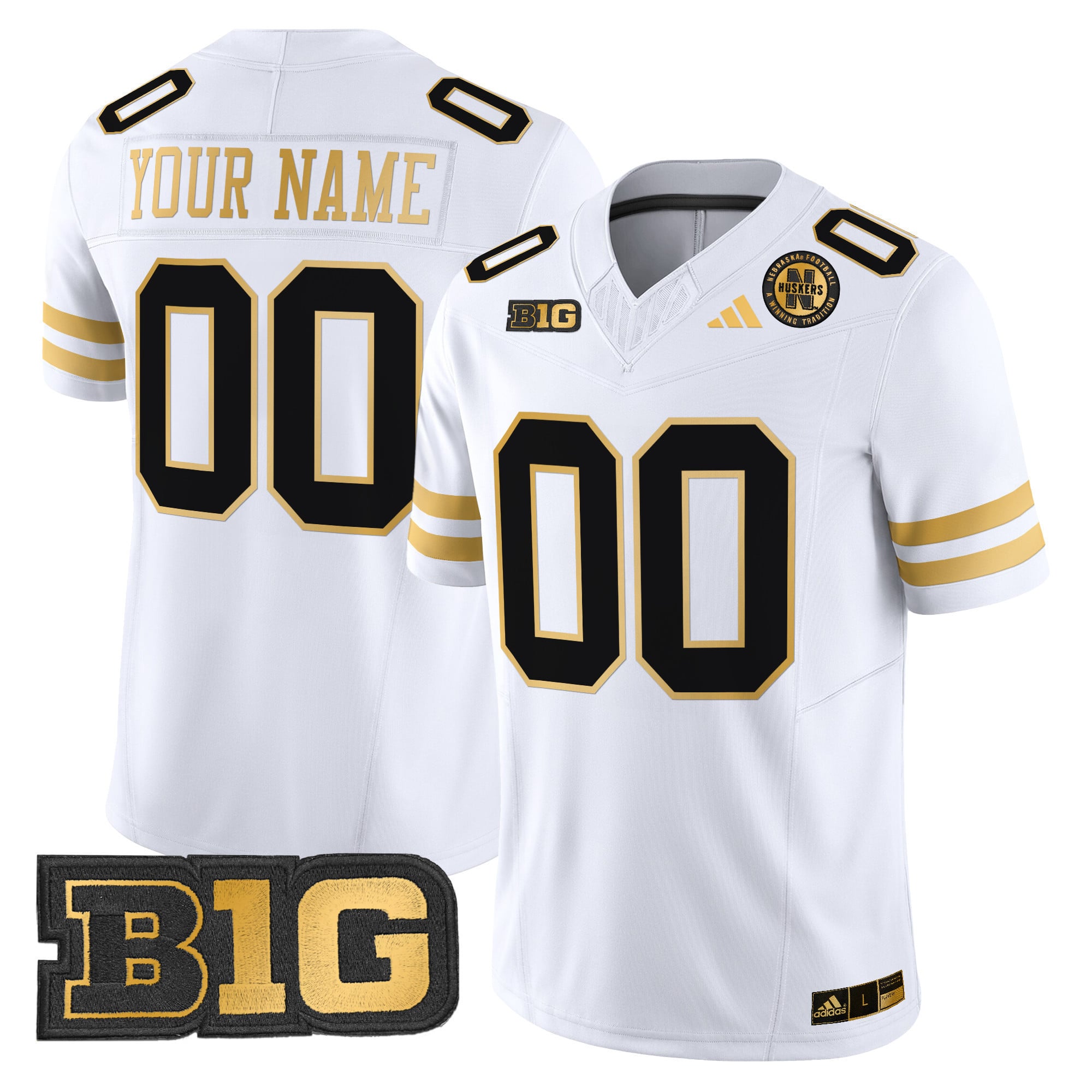 Nebraska Cornhuskers 2024 Gold Vapor Limited Custom Jersey – All Stitched