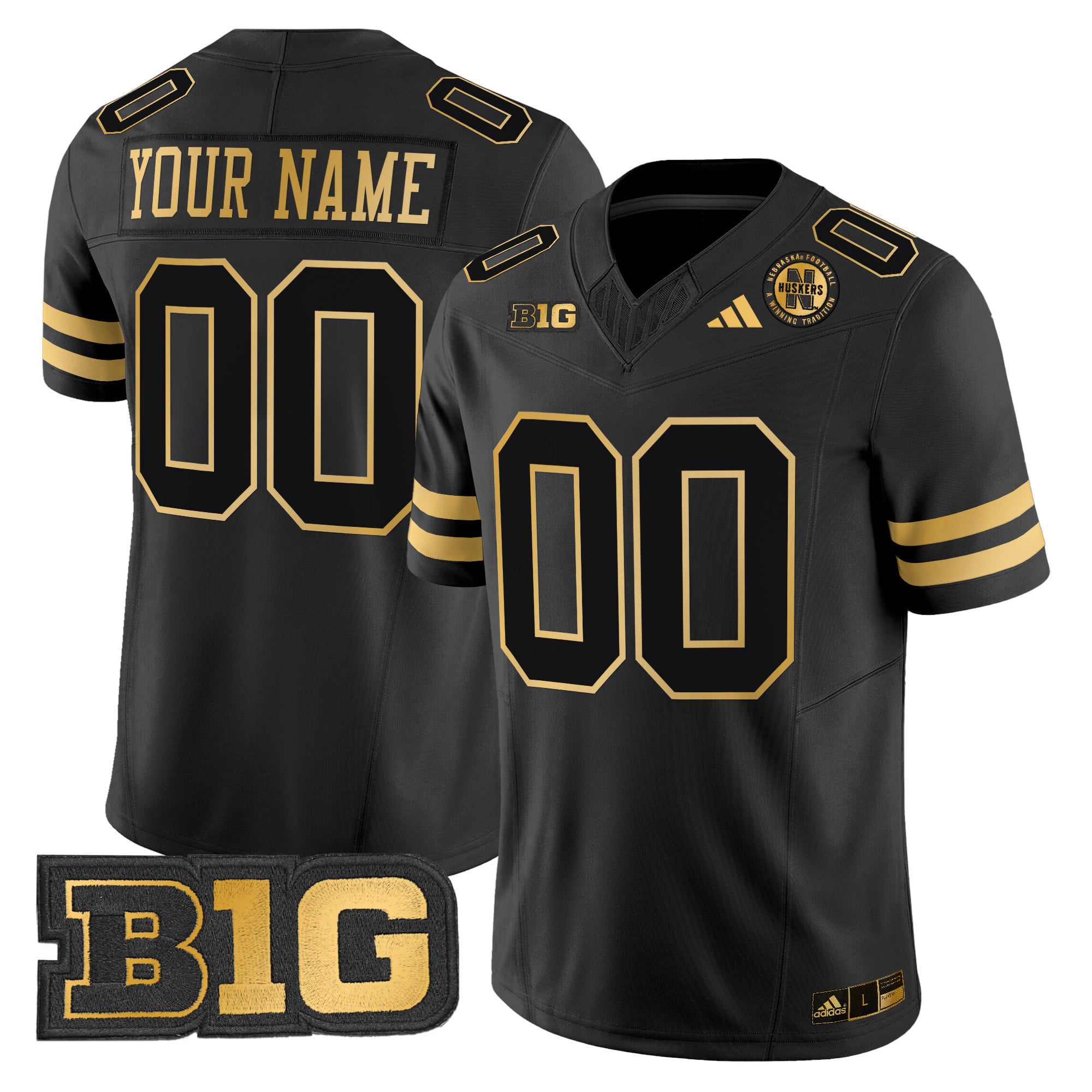 Nebraska Cornhuskers 2024 Gold Vapor Limited Custom Jersey – All Stitched