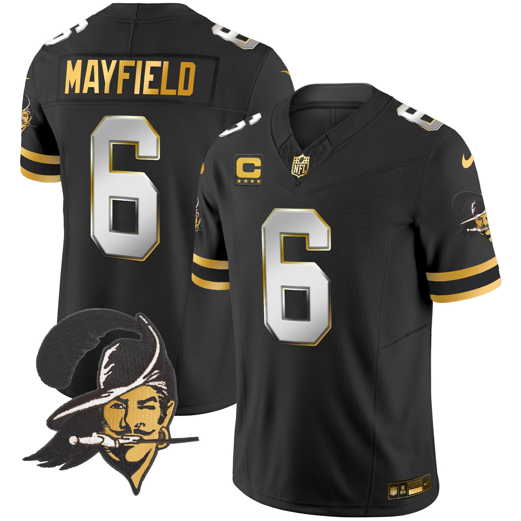 Men’s Buccaneers Throwback Gold Vapor Limited Jersey – All Stitched