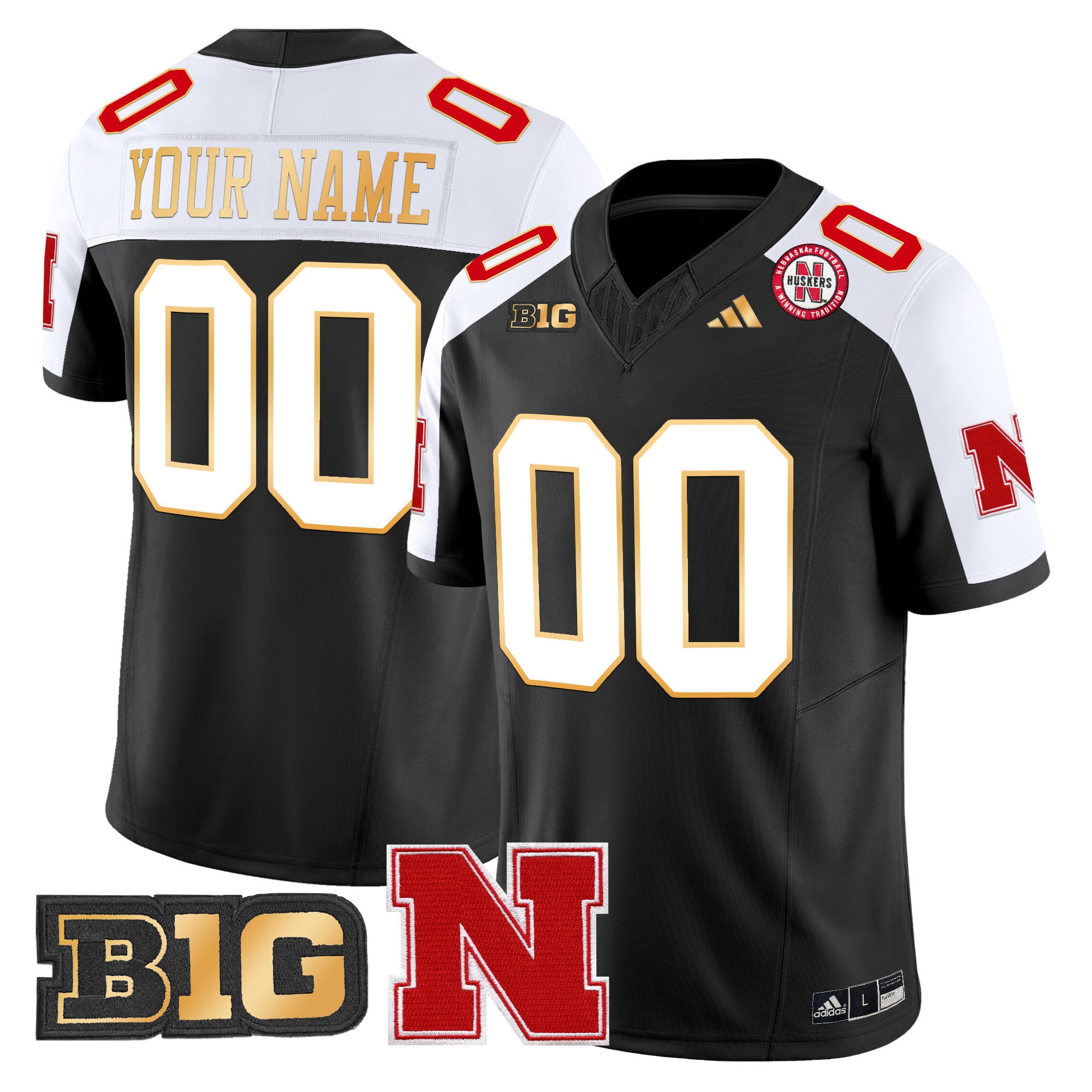 Nebraska Cornhuskers 2024 Gold Trim Vapor Limited Custom Jersey – All Stitched