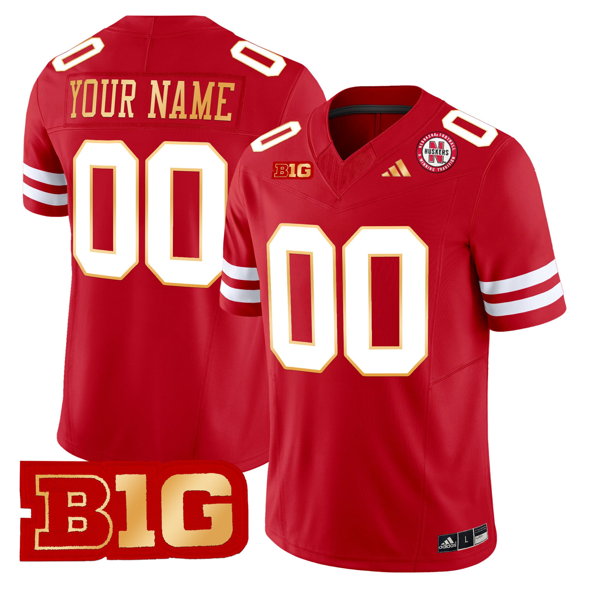 Nebraska Cornhuskers 2024 Gold Trim Vapor Limited Custom Jersey – All Stitched