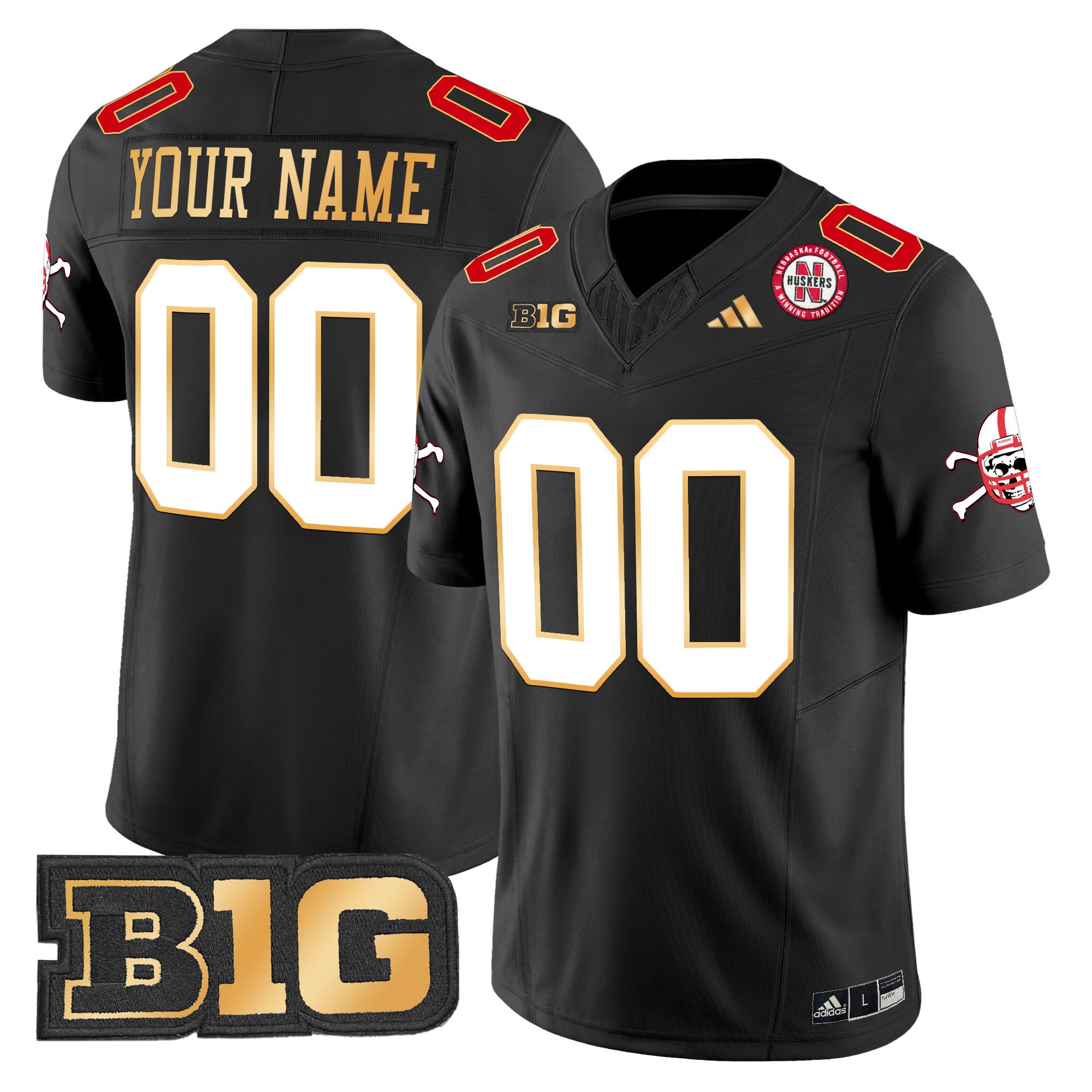 Nebraska Cornhuskers 2024 Gold Trim Vapor Limited Custom Jersey – All Stitched