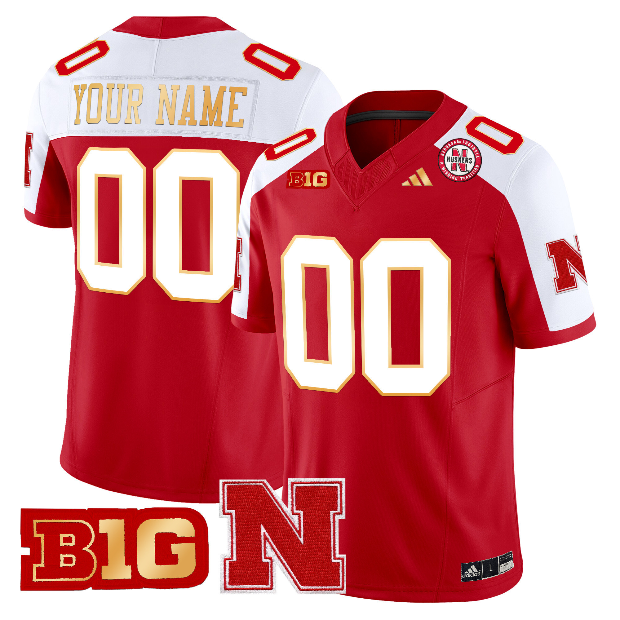 Nebraska Cornhuskers 2024 Gold Trim Vapor Limited Custom Jersey – All Stitched
