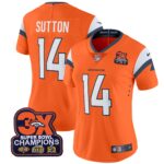Women’s Denver Broncos 3-Time Champions Patch Vapor Limited Jersey – All Stitched