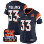 Women’s Denver Broncos 3-Time Champions Patch Vapor Limited Jersey – All Stitched