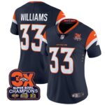 Women’s Denver Broncos 3-Time Champions Patch Vapor Limited Jersey – All Stitched