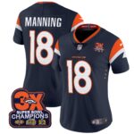 Women’s Denver Broncos 3-Time Champions Patch Vapor Limited Jersey – All Stitched