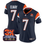 Women’s Denver Broncos 3-Time Champions Patch Vapor Limited Jersey – All Stitched