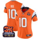 Women’s Denver Broncos 3-Time Champions Patch Vapor Limited Jersey – All Stitched