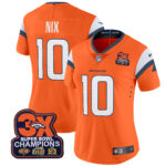 Women’s Denver Broncos 3-Time Champions Patch Vapor Limited Jersey – All Stitched