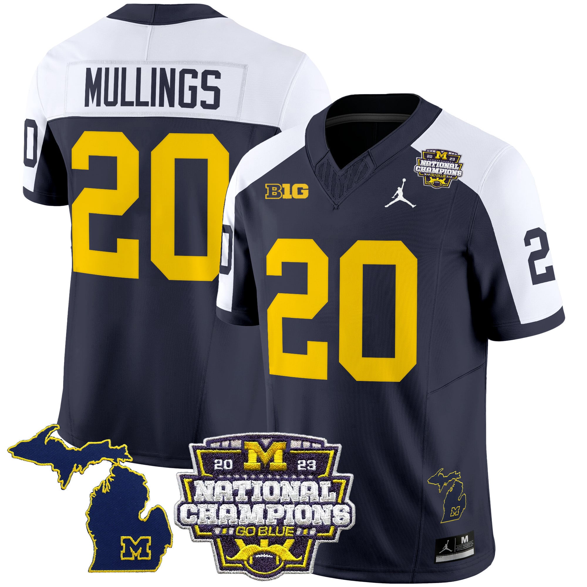 Men’s Michigan Wolverines 2023 National Champions Patch Vapor Jersey V6 – All Stitched
