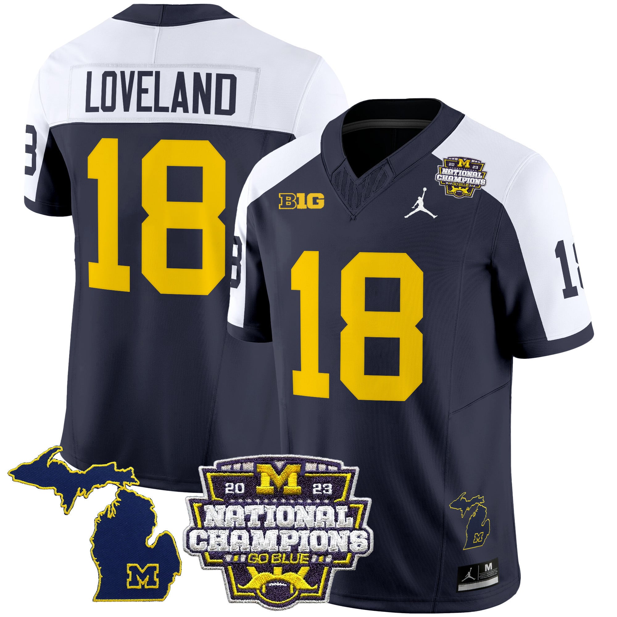Men’s Michigan Wolverines 2023 National Champions Patch Vapor Jersey V6 – All Stitched