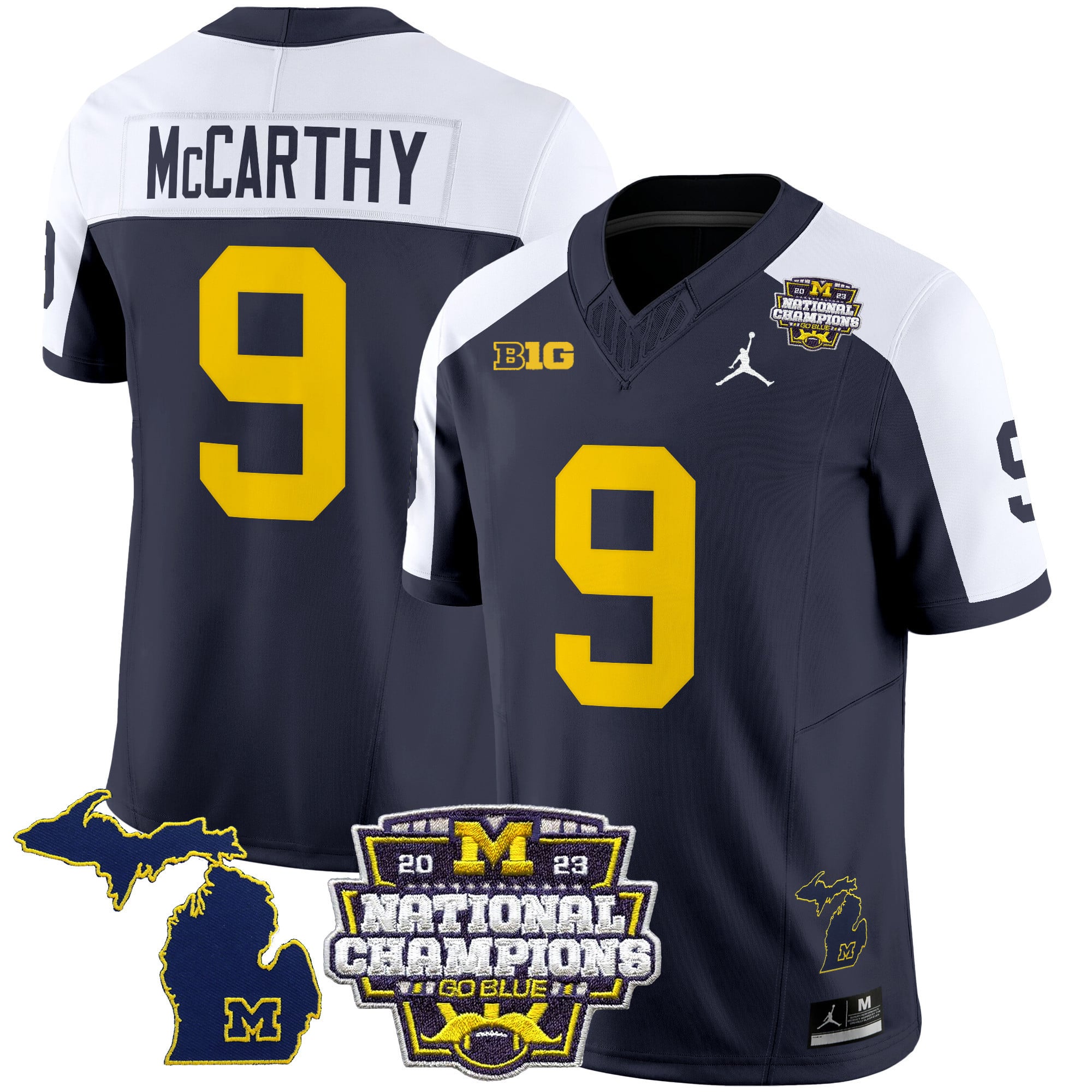 Men’s Michigan Wolverines 2023 National Champions Patch Vapor Jersey V6 – All Stitched