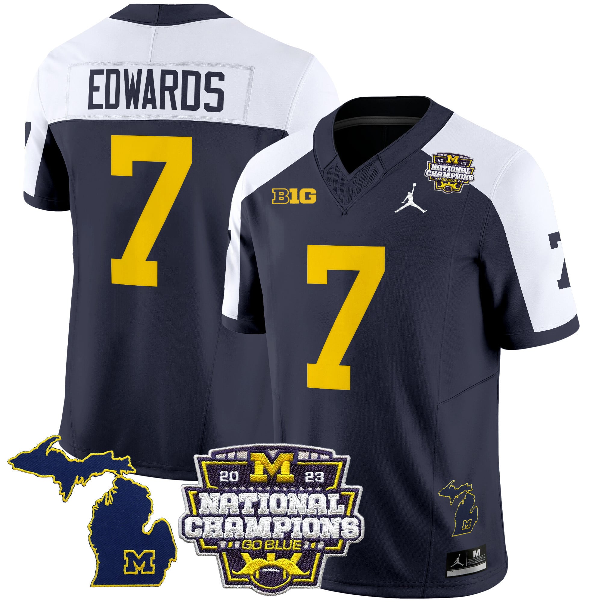Men’s Michigan Wolverines 2023 National Champions Patch Vapor Jersey V6 – All Stitched