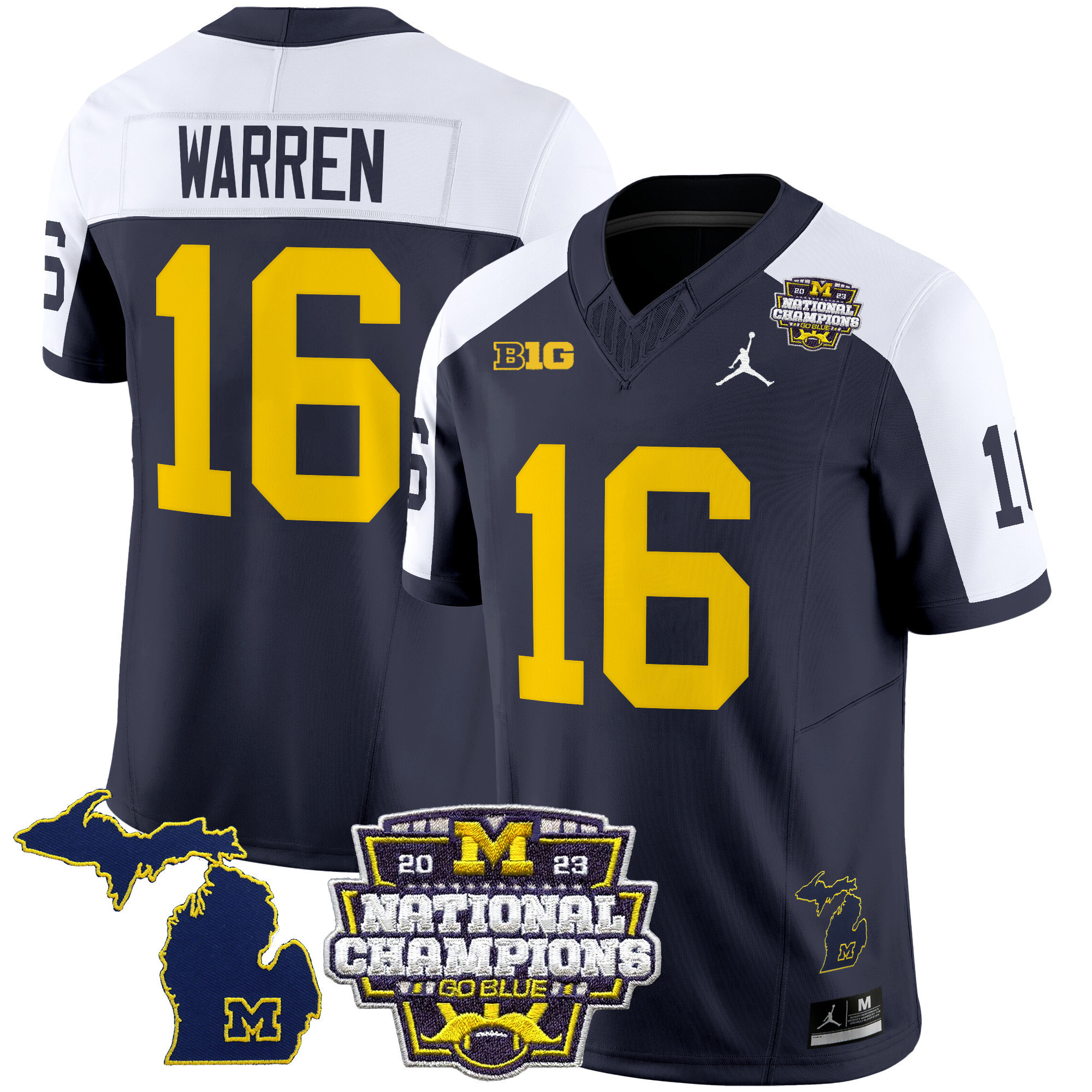 Men’s Michigan Wolverines 2023 National Champions Patch Vapor Jersey V6 – All Stitched