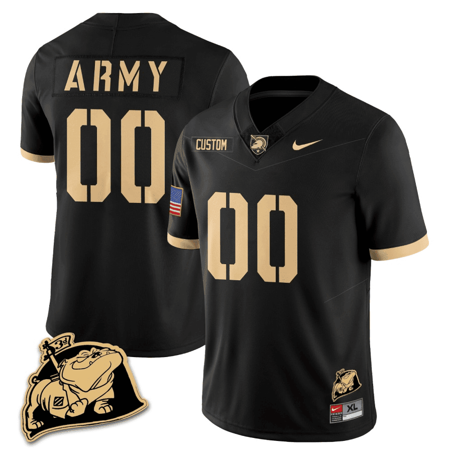 Army Black Knights Rocky The Bulldog Patch Vapor Custom Jersey – All Stitched